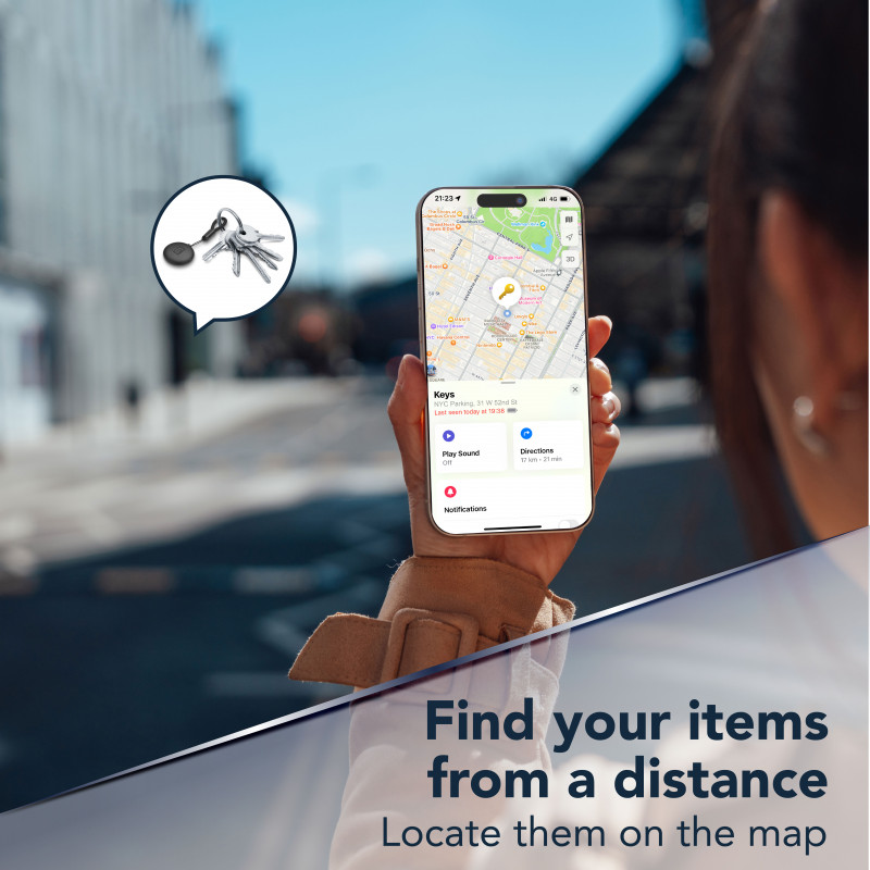 Cellularline TRACY TAG Bluetooth-paikannin Apple Find My -tukeen, musta 60994
