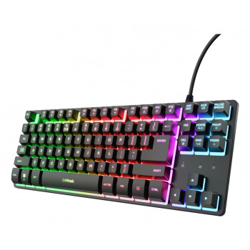 Trust Gaming GXT833 THADO TKL -pelinäppäimistö - tenkeyless, metallinen ylälevy, monivärinen LED-taustavalo, kalvomekanismi, langallinen USB