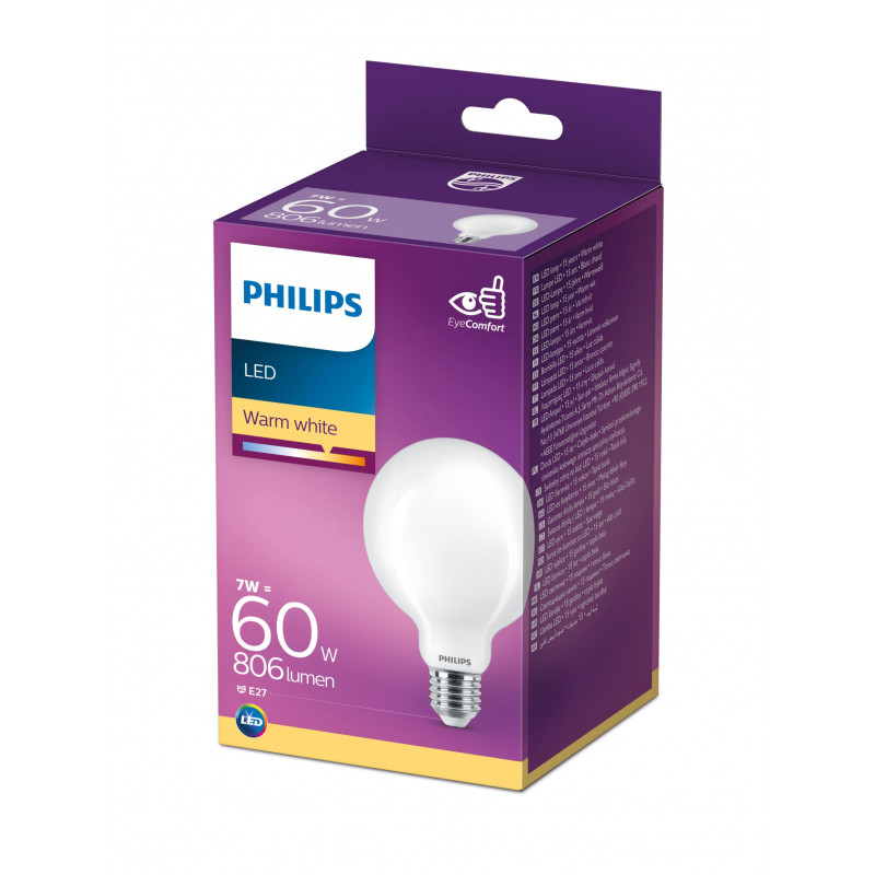 Philips LED Classic 60W G93 E27 lämmin valkoinen mattahimmennyskelvoton pallolamppu