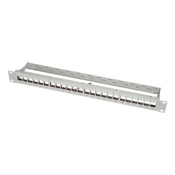 LogiLink 19 tuuman Keystone-patch-paneeli, 24 porttia, suojattu, vaaleanharmaa (RAL7035), 1U, enintään 24 Keystone-moduulille, 1 kpl (NK4073)