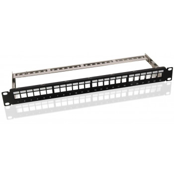 Microconnect PP-027 24-porttinen Cat6 UTP -patch-paneeli, 1U rack-asennus, musta