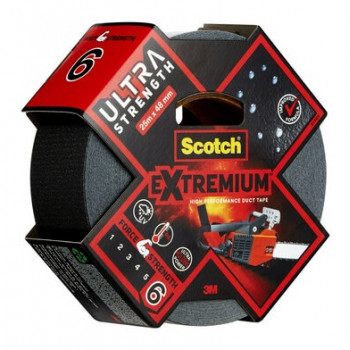 3M Extremium musta kangasteippi 48 mm x 25 m, 6 rullaa – vedenkestävä UV-kestävä korjausteippi 7100205699