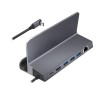 LogiLink UA0408 USB-C-telakka tablettitelineellä, HDMI 4K@60Hz, 100W PD, Gigabit Ethernet, hopea