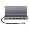 LogiLink UA0408 USB-C-telakka tablettitelineellä, HDMI 4K@60Hz, 100W PD, Gigabit Ethernet, hopea