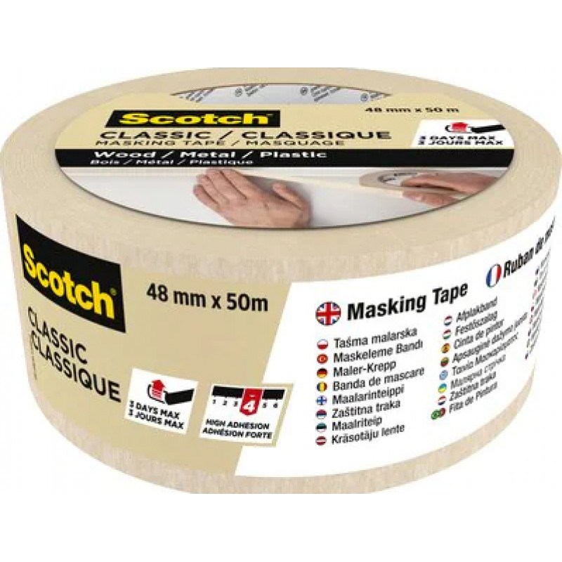 3M Classic 2000 maalarinteippi, beige, 48 mm x 50 m, PEFC-sertifioitu (CLASSIC-4850 PEFC)