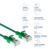 ACT vihreä 0,25 m LSZH S/FTP CAT6A Slimline -verkkokaapeli RJ45-pistokkeilla, snagless (DB7752)