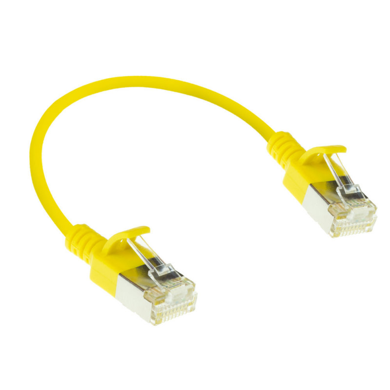 ACT DC7830 keltainen 0,15 m LSZH U/FTP CAT6A datacenter slimline patch-kaapeli snagless RJ45