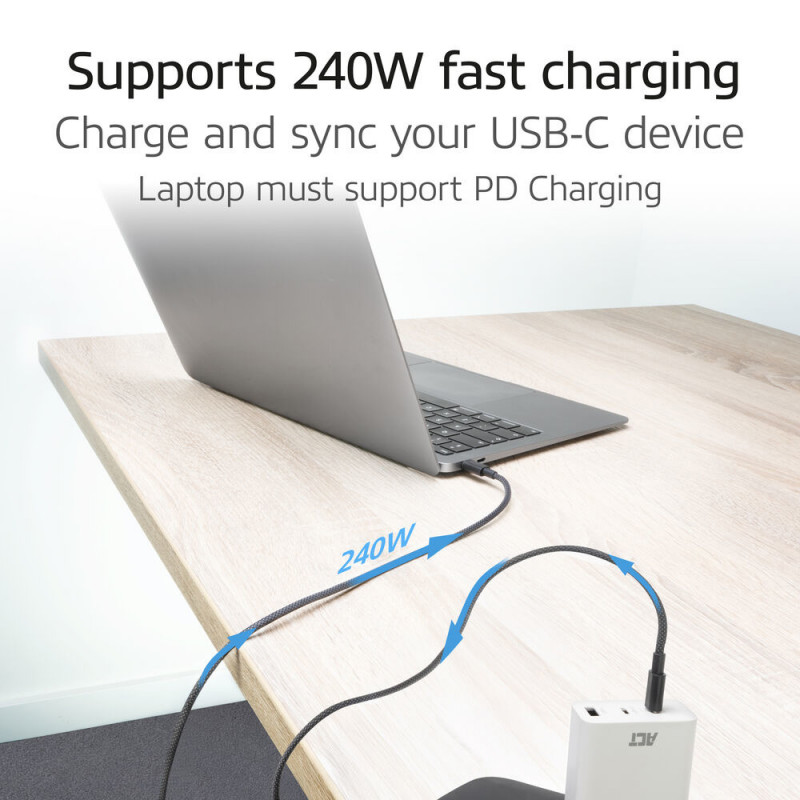ACT USB 2.0 240W lataus-/datakaapeli USB-C - USB-C, musta, 1 m (AC3086)