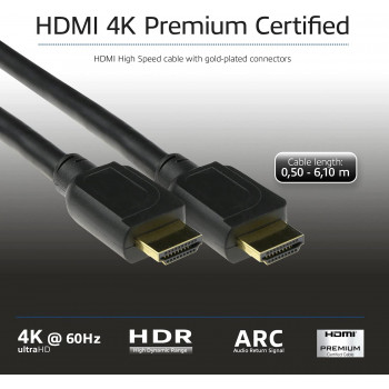 ACT AK3947 HDMI-kaapeli 6,1 m 4K 60 Hz HDR ARC 18 Gbps musta
