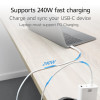 ACT USB 2.0 240W lataus-/datakaapeli USB-C - USB-C, valkoinen, 1 m (AC3084)