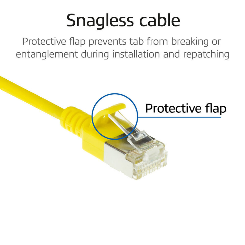 ACT keltainen 1m LSZH S/FTP CAT6A Slimline-patchkaapeli Snagless RJ45 (DB7801)
