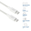 ACT USB 2.0 240W lataus-/datakaapeli USB-C - USB-C, valkoinen, 2 m (AC3085)