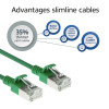 ACT vihreä 0,5 m LSZH S/FTP CAT6A Slimline patchkaapeli snagless RJ45 (DB7700)
