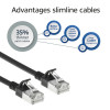 ACT musta 1 m LSZH S/FTP CAT6A Slimline patchkaapeli snagless RJ45-liittimillä (DB7901)