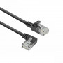 ACT DC1901 1m CAT6A U/UTP LSZH Slimline -verkkokaapeli, RJ45 90° kulma vasen suoraan, musta