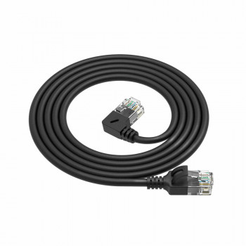 ACT DC1901 1m CAT6A U/UTP LSZH Slimline -verkkokaapeli, RJ45 90° kulma vasen suoraan, musta
