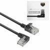 ACT DC1901 1m CAT6A U/UTP LSZH Slimline -verkkokaapeli, RJ45 90° kulma vasen suoraan, musta