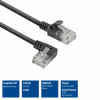 ACT DC1901 1m CAT6A U/UTP LSZH Slimline -verkkokaapeli, RJ45 90° kulma vasen suoraan, musta