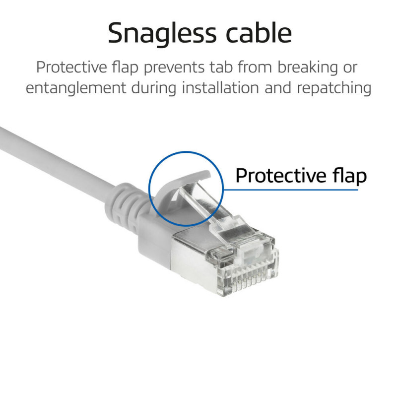 ACT harmaa 1,5 m LSZH S/FTP CAT6A Slimline -verkkokaapeli Snagless RJ45 (DB7051)