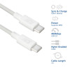 ACT USB 2.0 60W lataus-/datakaapeli USB-C - USB-C, valkoinen, 1 m (AC3080)