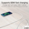 ACT USB 2.0 60W lataus-/datakaapeli USB-C - USB-C, valkoinen, 1 m (AC3080)
