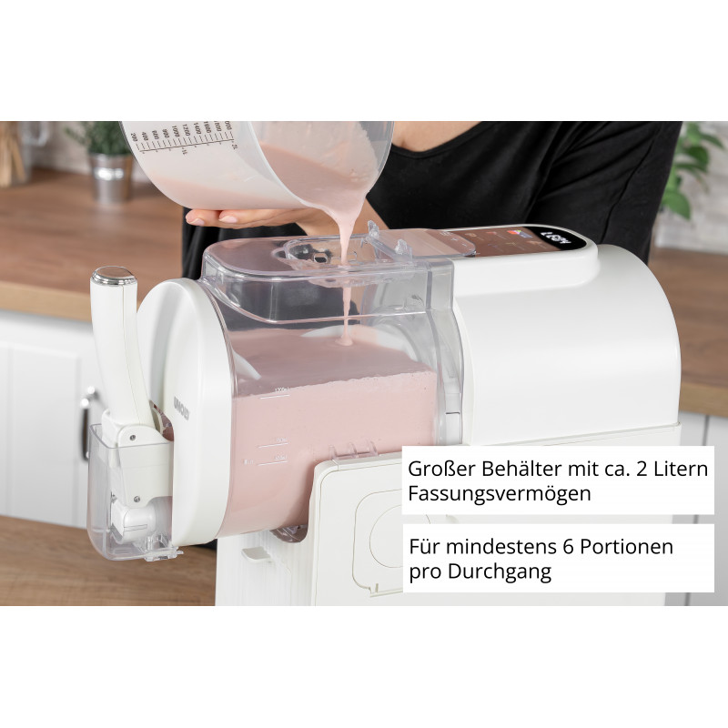 Unold 48965 Sofia 2-in-1 slush- ja pehmisjäätelökone, 1,5L, 150W, 5 ohjelmaa, musta