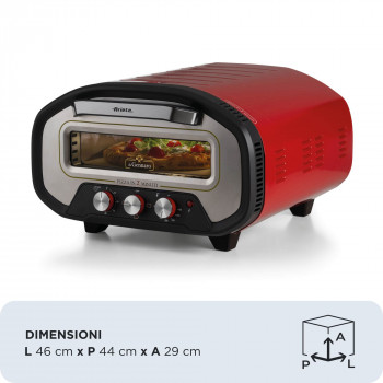 Ariete pizzauuni DA GENNARO punainen/ruostumaton teräs 2200W pizzoille enintään 30cm