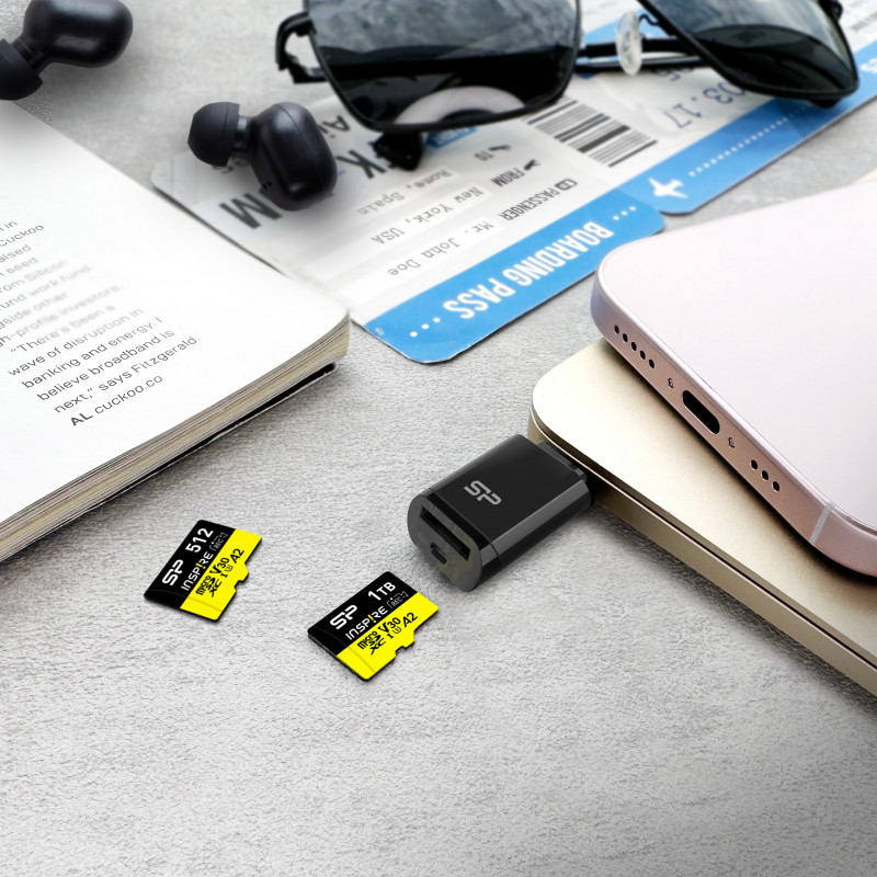 Silicon Power C200 USB-C 3.2 microSD-kortinlukija - musta