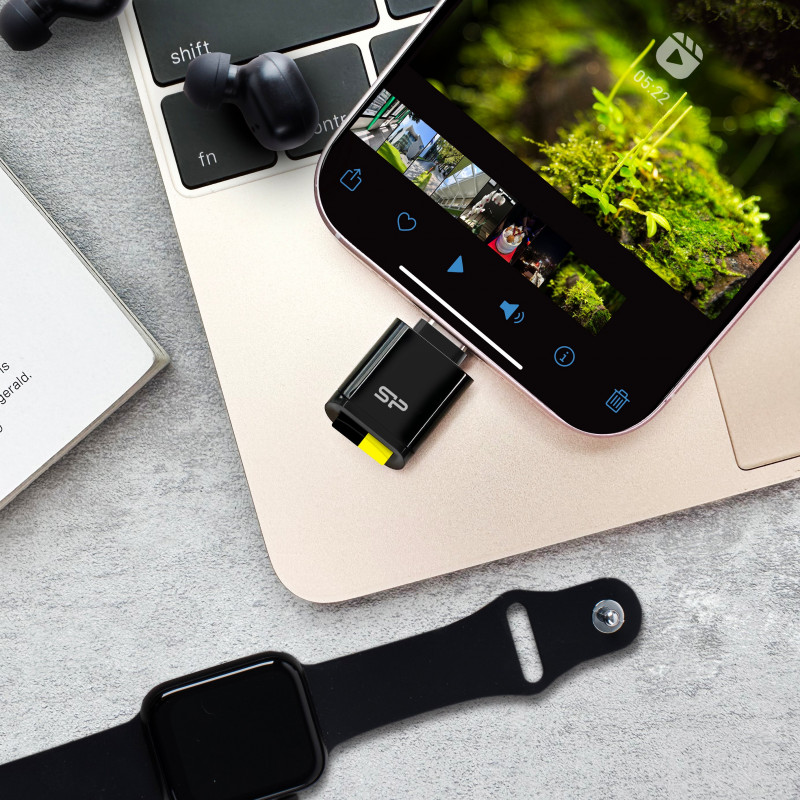 Silicon Power C200 USB-C 3.2 microSD-kortinlukija - musta