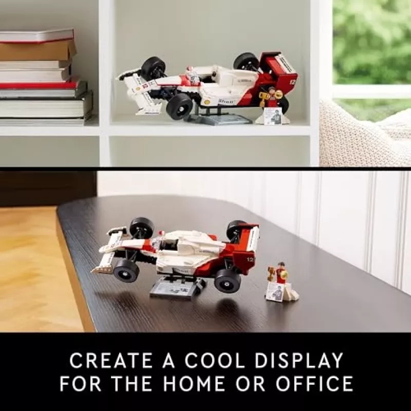 LEGO setti McLaren MP4/4 Ayrton Senna 10330 — LEGO ICONS malli mittakaavassa