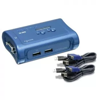 TRENDnet 2-porttinen USB KVM-kytkin ja kaapelisarja, 2048 x 1536 resoluutio, laitevalvonta, automaattinen skannaus, äänimerkki, USB 1.1, yhteensopiva
