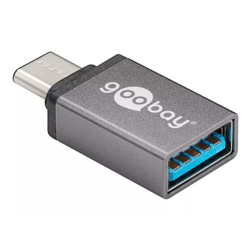 Wentronic Goobay USB-C™ -sovitin - USB 3.0 A-naaras, harmaa - USB-C™- ja USB-A-laitteiden yhdistämiseen (56621)
