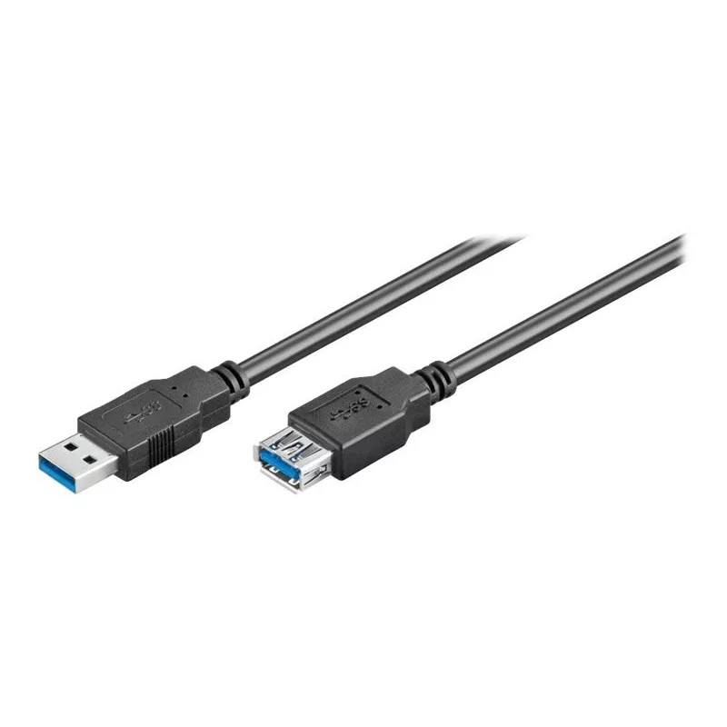 Wentronic Goobay USB 3.0 SuperSpeed jatkokaapeli, musta, 3 m – USB 3.0-pistoke (Type-A) > USB 3.0-liitäntä (Type-A) (93999)