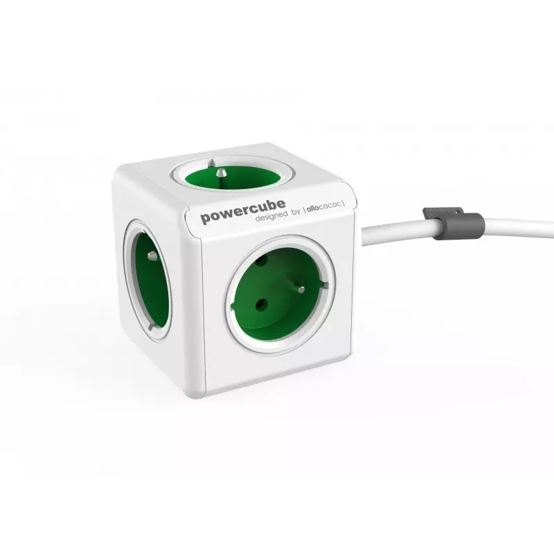 Allocacoc PowerCube Extended tyyppi E pistorasia 1,5 m 5 AC-pistorasiaa sisäkäyttö vihreä