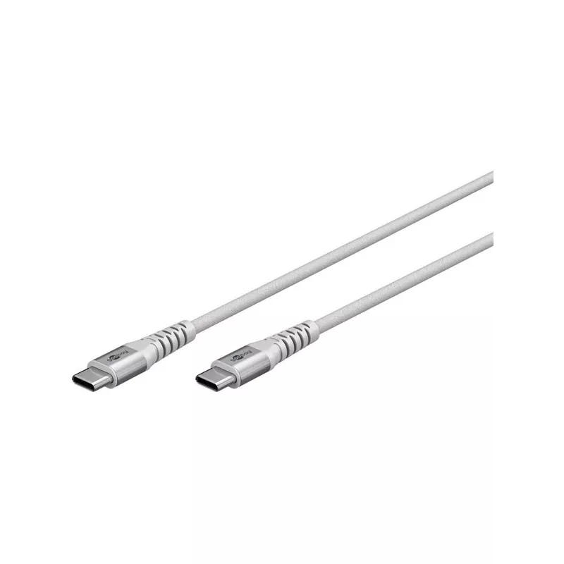 Erittäin pehmeä USB 2.0 punottu kaapeli, USB-C pistoke > USB-C pistoke (valkoinen, 3 metriä)