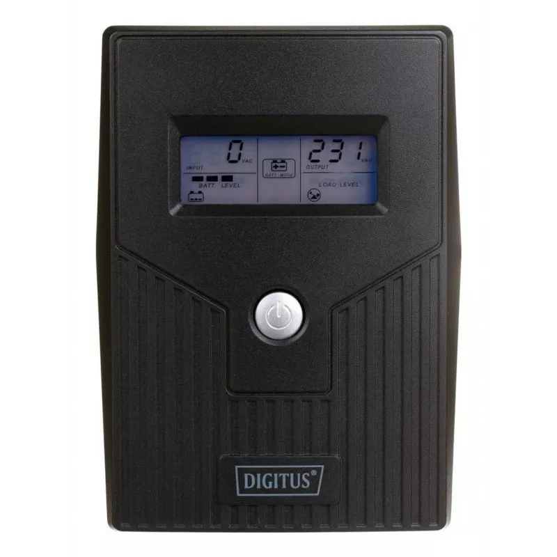 DIGITUS Line-Interactive USV, 800VA/480W 12V/9Ah X1 akku, 2x CEE 7/7 pistorasia, RJ-11, LCD (DN-170064-LCD)