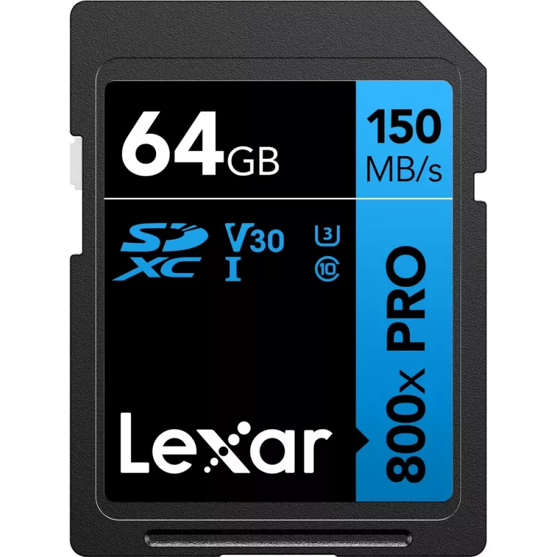 SDXC-flash-muisti Lexar 64 GB UHS-I 800xPRO — Class 10, U3, V30, 150 MB/s