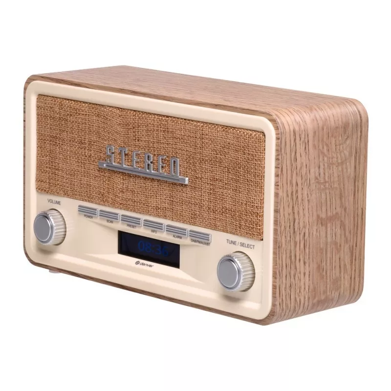 Denver DAB-18LW DAB+/FM-retroradio, Bluetooth, vaalea puujäljitelmä