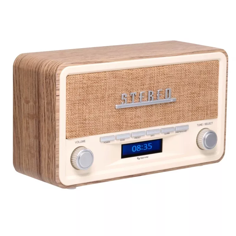 Denver DAB-18LW DAB+/FM-retroradio, Bluetooth, vaalea puujäljitelmä