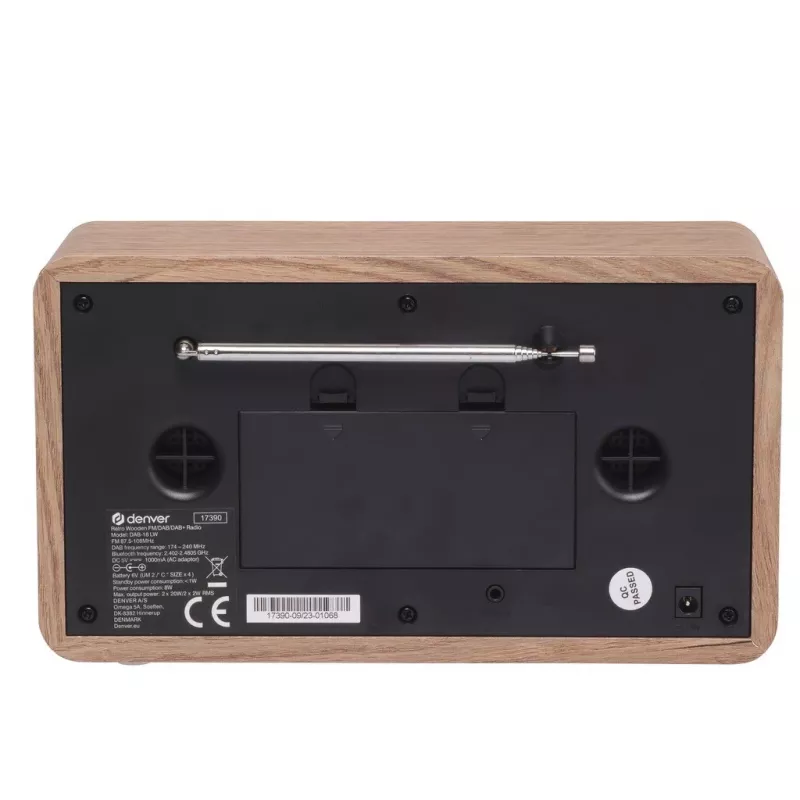 Denver DAB-18LW DAB+/FM-retroradio, Bluetooth, vaalea puujäljitelmä