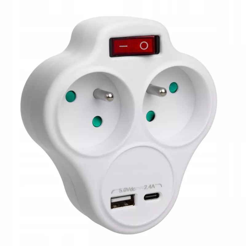 Sähköinen kaksoispistorasiahajotin MACLEAN MCE336E 2 USB-liitännällä, tyyppi E