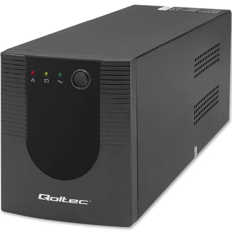 Qoltec Monolith 53775 Line-Interactive UPS-laite, 1200 VA (1,2 kVA) / 720 W, AVR, 4 AC-pistorasiaa, musta