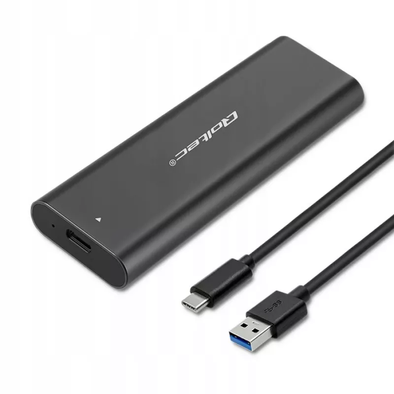 Qoltec 50312 M.2 NVMe SSD -kotelo, USB Type-C, musta