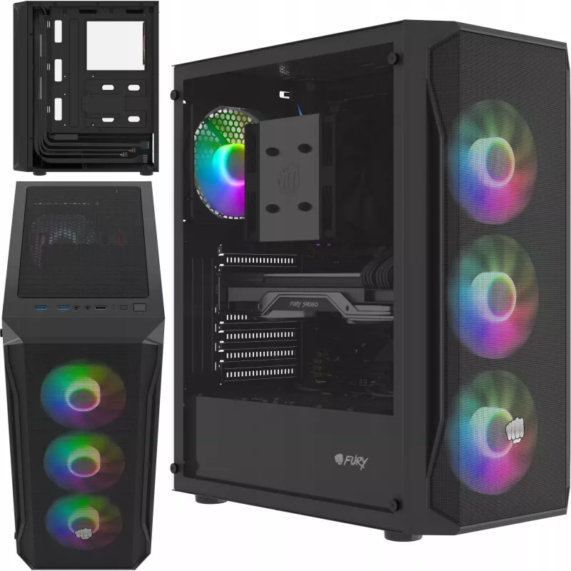 Kotelo Fury Shobo SH4F RGB-ikkunalla ja 4 tuulettimella MIDI Computer PC