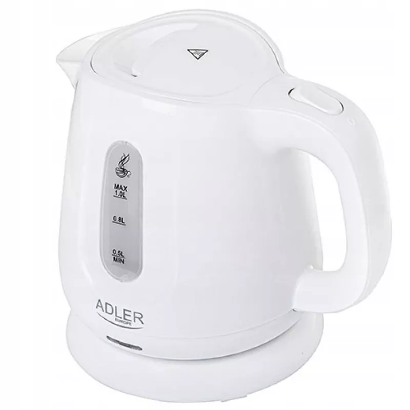 Vedenkeitin Adler AD 1373 – 1 L tilavuus, 850 W, valkoinen, 360°-jalusta, polypropeeni