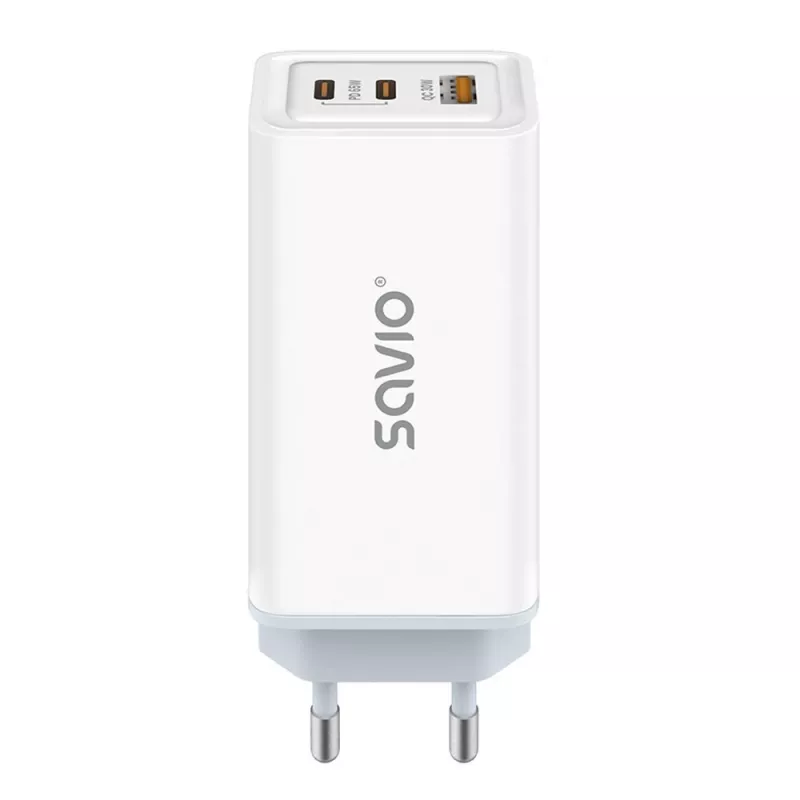 SAVIO LA-07 GaN 65W virtalähde, USB, QC4.0+, PD 3.0, valkoinen