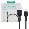 AUKEY CB-CD30 USB-A–USB-C-kaapeli 0,9 m, nailonpunos, 60W PD, 3A, musta