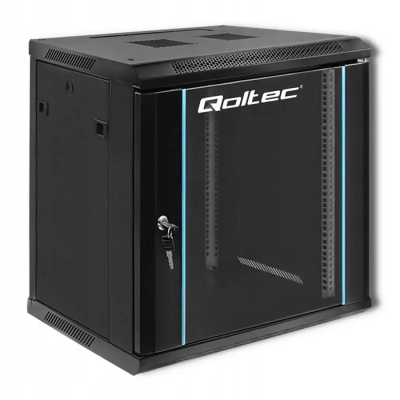 19 tuuman räkkikaappi QOLTEC 54464 12U 600x635x450 musta