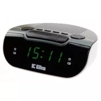 Radio LED-kellolla/herätyksellä, Eltra, 127x53x98 mm, harmaa/valkoinen