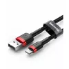 USB-A - Lightning -kaapeli Baseus Cafule 2.4A QC 3.0, 1 m — musta/punainen